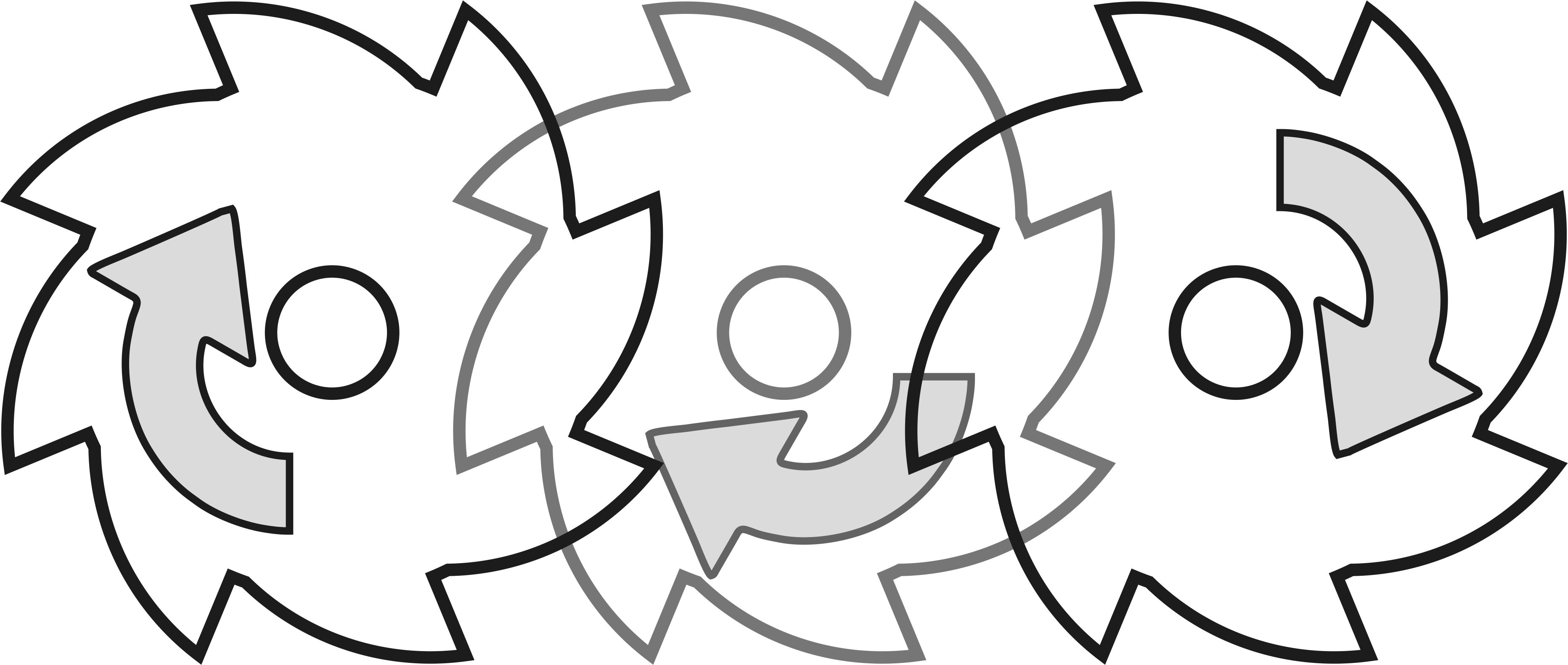 Sawtooth edge with six or eight teeth and reverse rotation