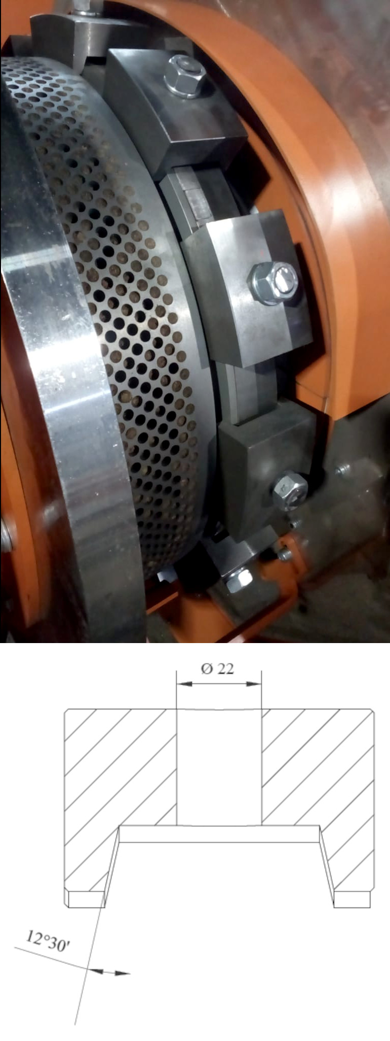 segment clamps for securing the pellet mill die