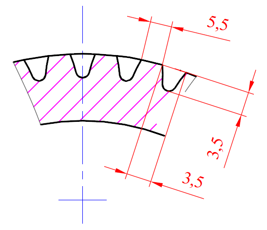 drawing of toothed grooves on the track surface of the shell