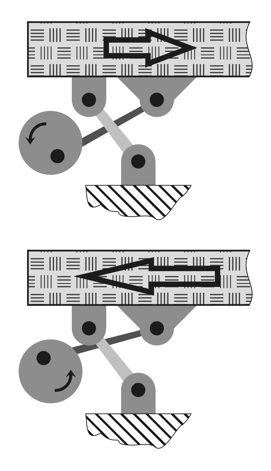 direction of drive rotation for the vibrating conveyor